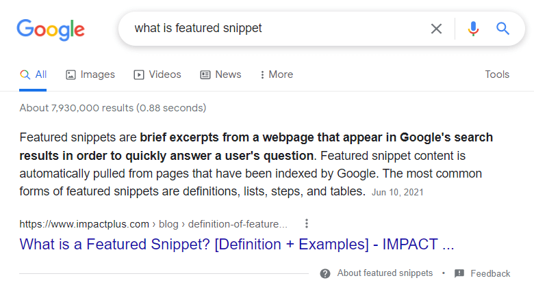 featured snippet